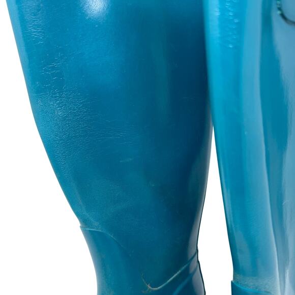 Hunter Original Gloss Tall Rain Boots Rubber W23018 Blue Green 5M/6F - Picture 9 of 9